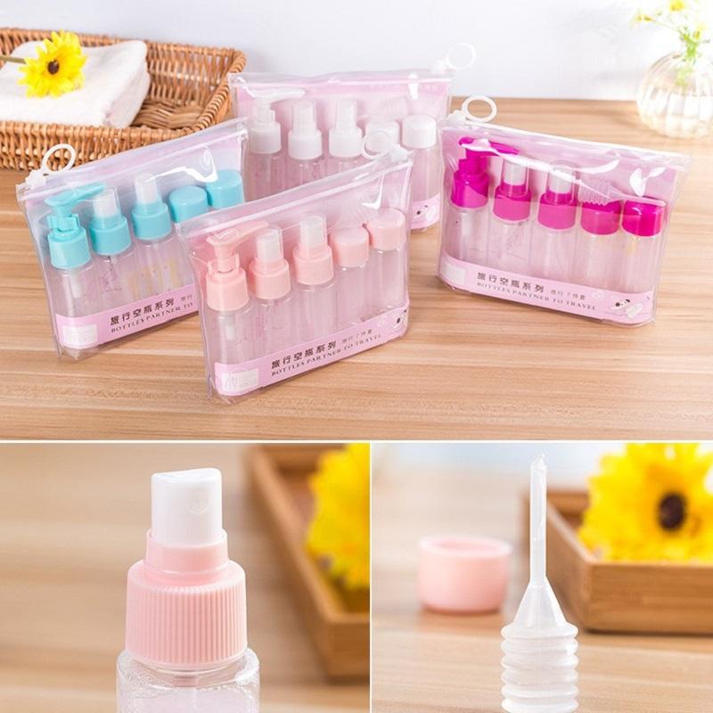 7PCS travel separate bottle spray bottle travel suit portable skin care moisturizing cosmetics storage bottle