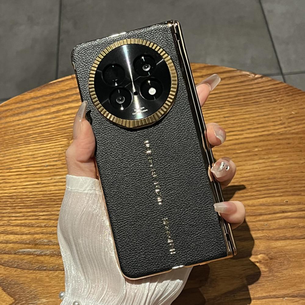 For Oppo Find N5 5G Case Magnetic Lens Kickstand Leather+PC Phone Cover with Front Screen Protector