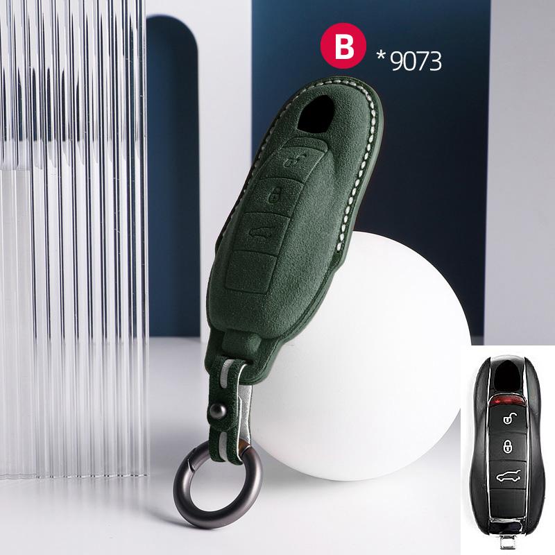 AABKU1 For Porsche Panamera Cayenne 971 911 9YA Macan Boxster Spyder Carrera Cayman 970 981 991 3 Buttons Suede Car Key Case Keychain