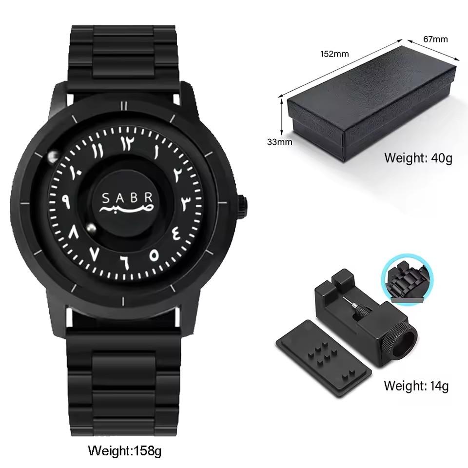 Sabr Arabic Numerals Men's Watch Magnetic Bead Hands with Graduations Custom Mirrorless Watch Gift Box Set