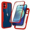 Protective Case - for iPhone 12 - Red - Full 360° - Transparent - Semi-rigid