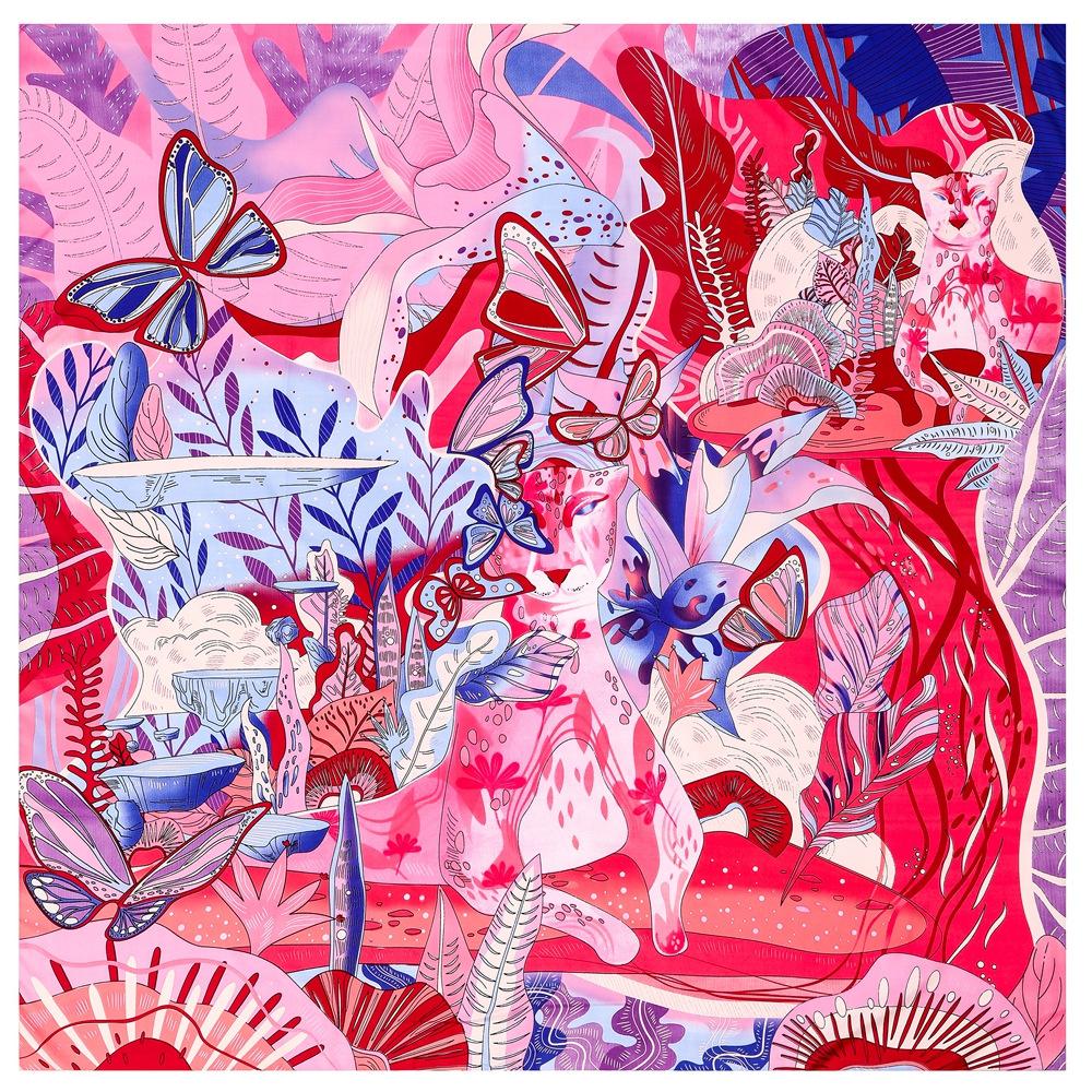 Шелковый платок женский большие шали граффити 130 см квадратные шарфы накидки бандана роскошный платок хиджаб шарф женские фуляры