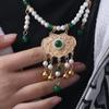 Bead string Hanfu Necklace Chinese Style Pearl Choker Antique Longevity Lock Pendant  Girls