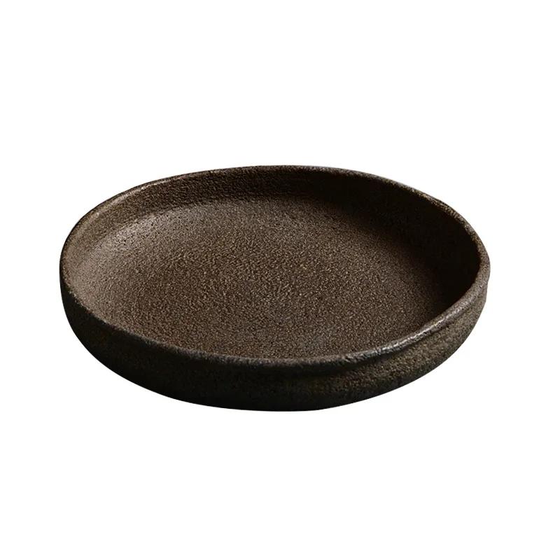Чайные блюдца Чайный поднос Круглая форма Натуральный камень Тарелка Подставка для чайника Чайная посуда Вулканическая порода Кунг-фу Украшение для дома Настольное украшение