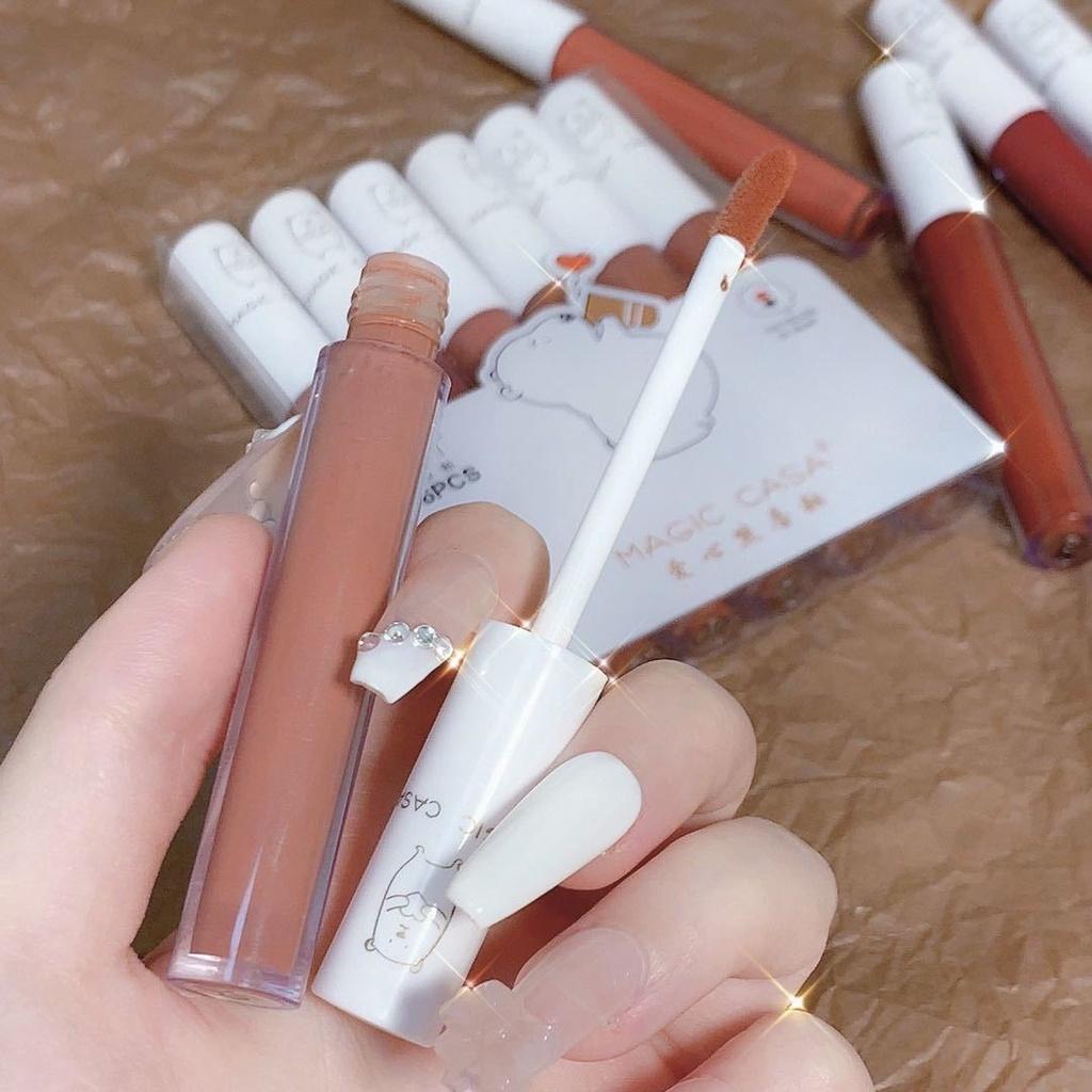 6 Sets of Lip Glaze Set Velvet Mist Non-fade Non-stick Cup White Lip Mud Matte Lipstick Long-lasting Waterproof Student Cosmetics Beauty Products