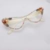 Womens Luxury Rhinestone Cat Eye Reading Glasses Fashion Ladies Glasses Anti-Glare Lenses Presbyopia Eyeglasses