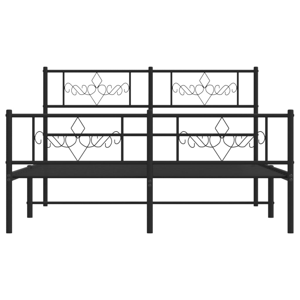 Metal Bed Frame without Mattress with Footboard Black 160 x 200 cm