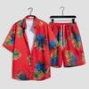 Летние мужские модные комплекты с принтом, рубашка с коротким рукавом и шорты, комплект из 2 предметов, свободная повседневная пляжная одежда, мужские гавайские наряды для отпуска