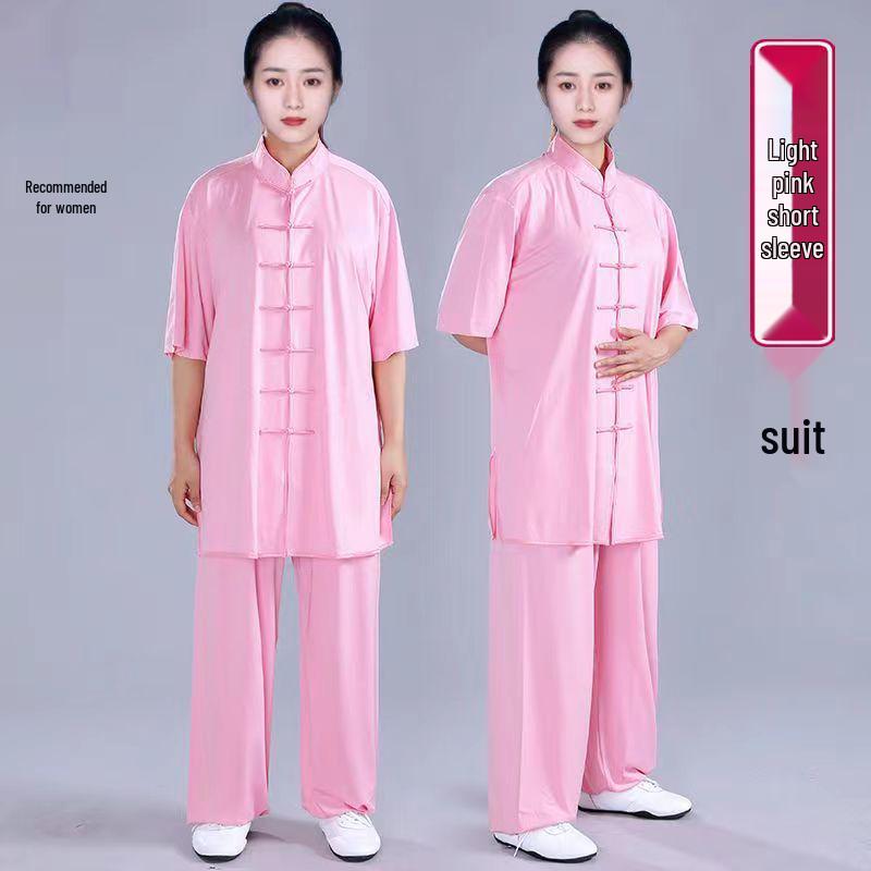 Комплект костюма Тай Чи из высококачественного молочного шелка для женщин и мужчин - Весенне-осенний костюм для выступлений по ушу, в китайском стиле