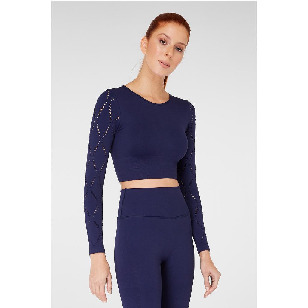 Укороченный топ с длинными рукавами Naples из эконила бордового цвета