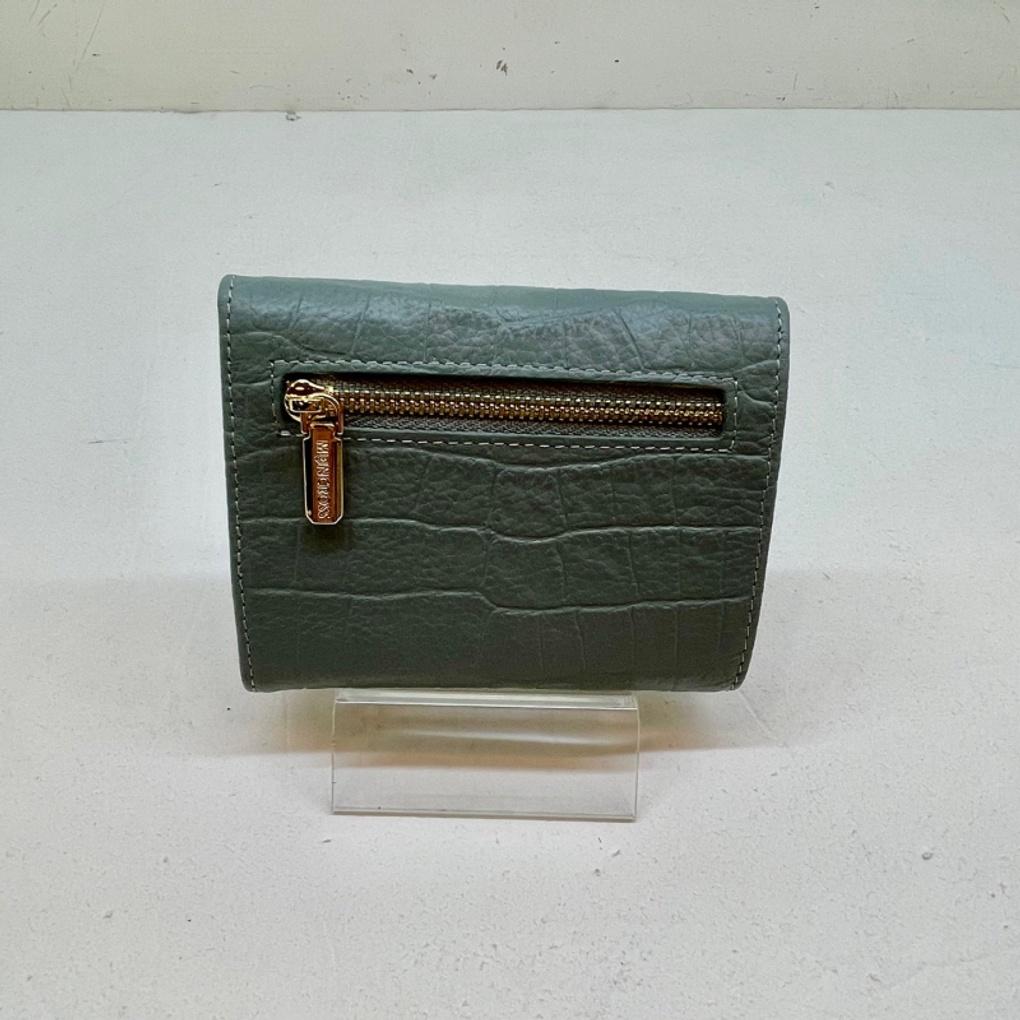 Women's Cowhide Half Wallet - Natural Cowhide - Lightweight and Luxurious Crocodile Pattern - AW9165 - Sky Blue