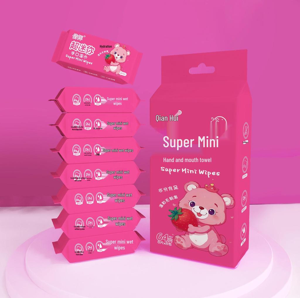 Мини влажные салфетки дорожный набор: 8 детских салфеток в упаковке, специально для детских рук