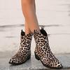 Модные ботильоны на толстом каблуке с острым носком, детские с леопардовым принтом, на среднем каблуке, с рукавом на одной педали, ботинки Мартина большого размера 43