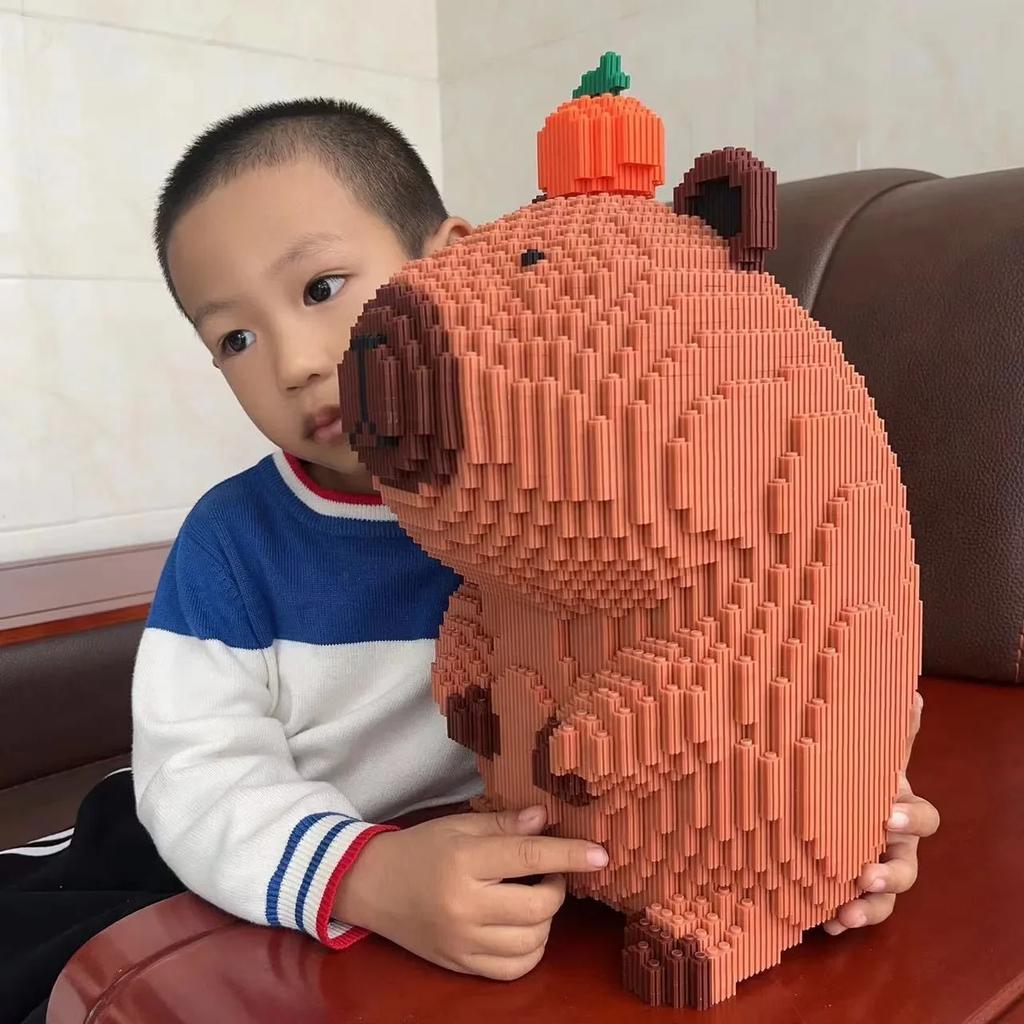 32 см Гигантская розовая капибара Детская игрушка-конструктор 3D-модель Настольное украшение Подарок на день рождения для девочки