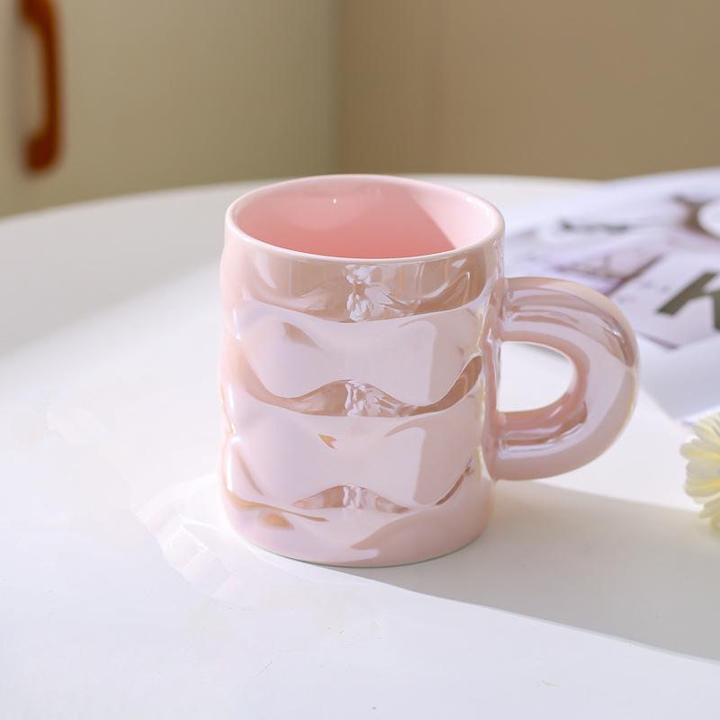 High Value Light Luxury Mug Home Office Cup Best Friend Souvenir Ceramic Pearlescent Cup Student Water Cup
