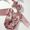 Infant Girl Photoshoots Romper with Large Back Bowknot and Matching Headwear Set Newborns Photography Jumpsuit