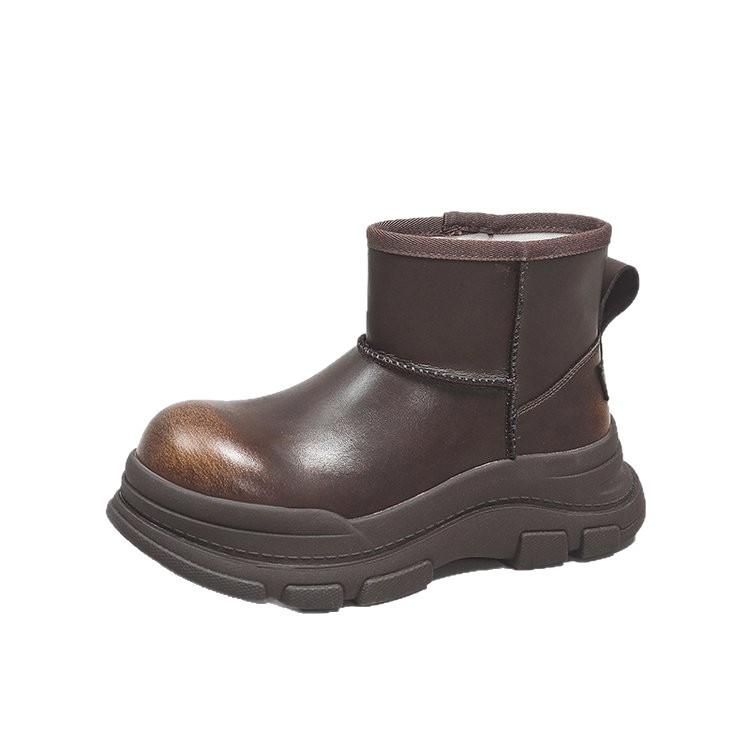 Водонепроницаемые и нескользящие модные теплые зимние ботинки на толстой подошве для женщин 2025 новые короткие бархатные утепленные хлопковые ботинки большого размера для женщин