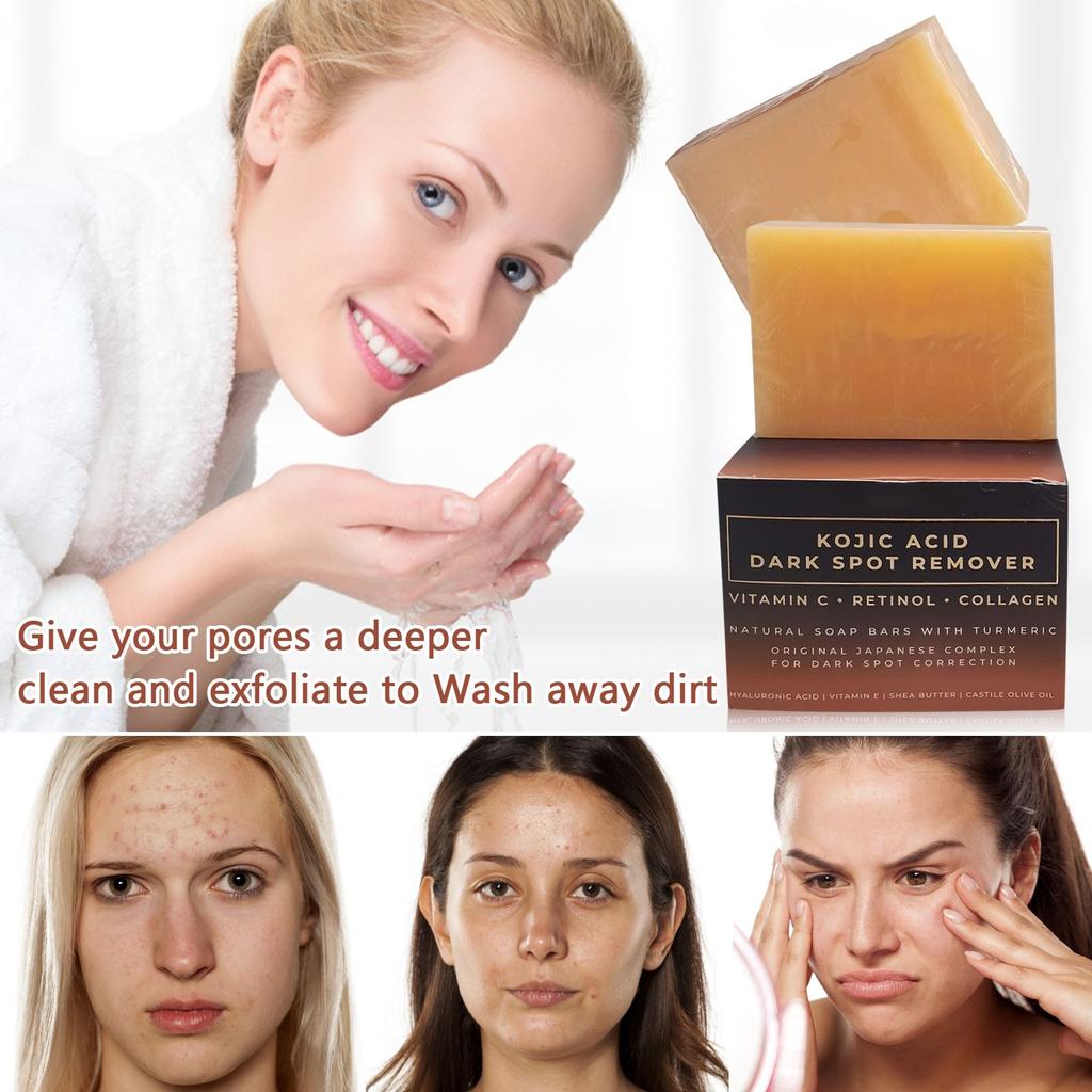 Мыло Kojic Anti-Blemish Soap с ретинолом C, коллагеном, гиалуроновой кислотой E, маслом ши и кастильским оливковым маслом