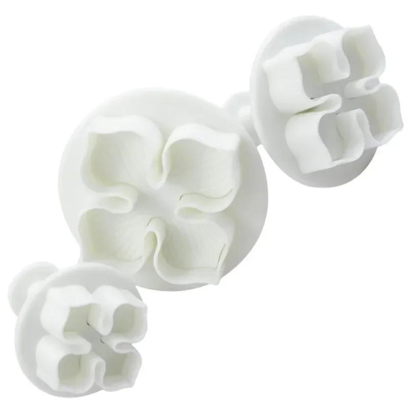 3Pcs/Set Silicone Hydrangea Cutter Flower Blossom Mold Home Cake Tools Fondant Cake Decorating Plunger