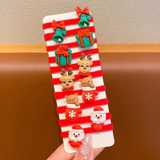 10 шт. Заколки для волос для девочек Снеговик Снежинка Санта Клаус Рождественская тематика Кольца для волос Хвосты Пучки Косы Рождественские праздничные аксессуары для волос