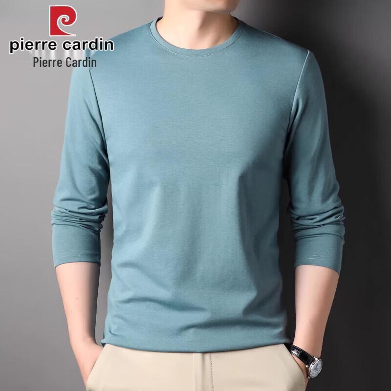 Pierre Cardin Men's Mulberry Silk Blend Long-Sleeve Round-Neck T-Shirt
