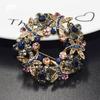 Высококачественная изысканная брошь в виде венка из цветного горного хрусталя с полым инкрустированным цирконием