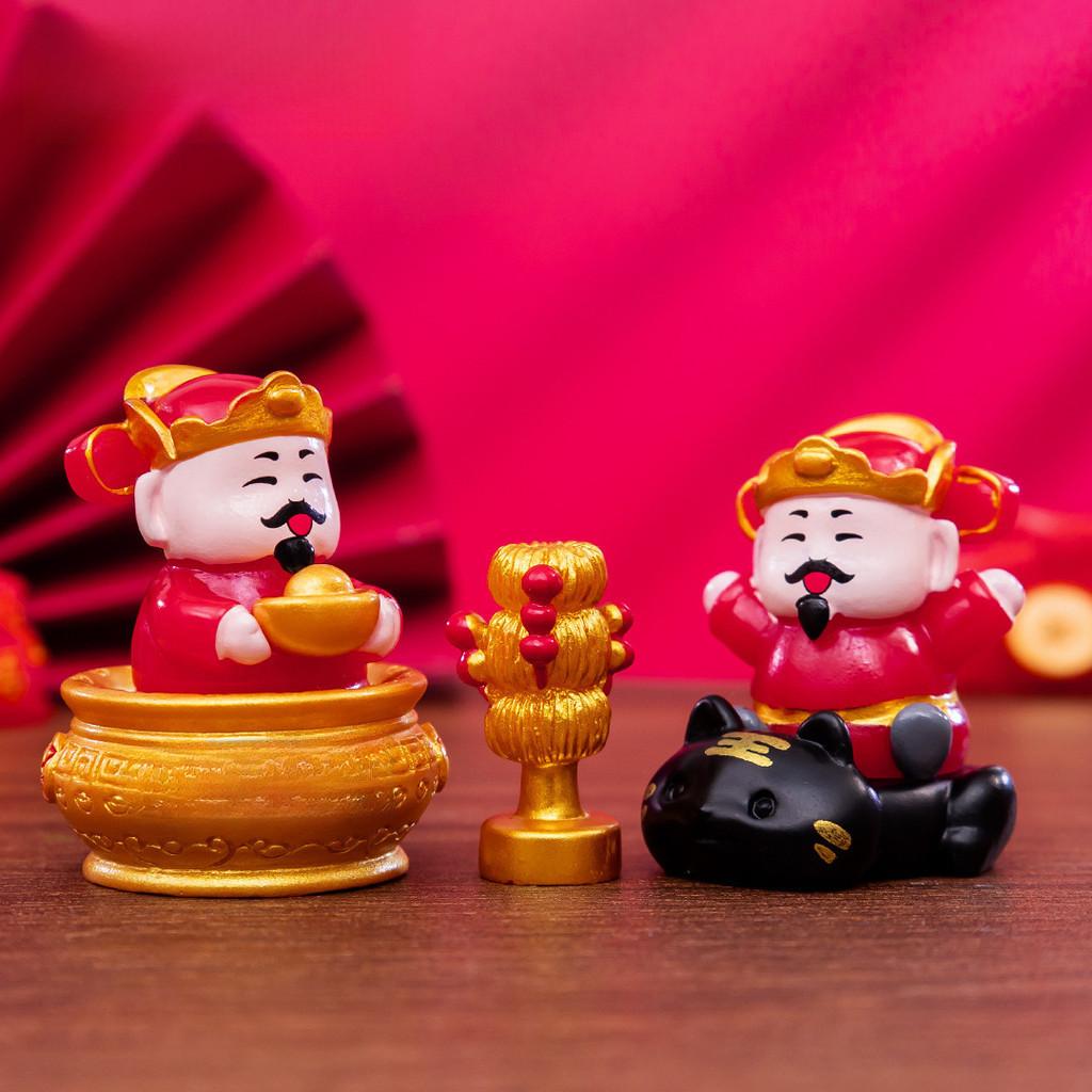 Festive Resin God Of Wealth Miniature Cute Diy Blind Box Decoration