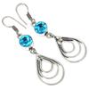 Swiss Blue Quartz Gemstone Handmade Silver Jewelry Earrings 1.5''