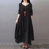 Fashion Women Casual Loose Dress Solid Long Sleeve Boho Long Maxi Dress