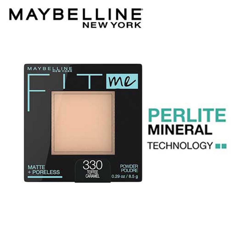 Maybelline New York Fit Me Pressed Powder Foundation Compact 330 Toffee 8.5g Mattifying Long Lasting Shine Control Smooth Finish