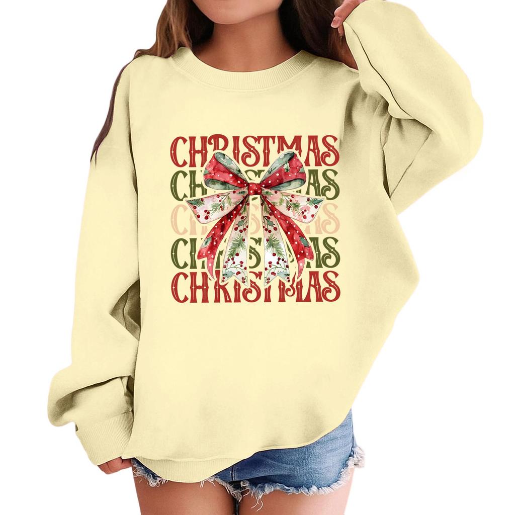 Children's Fashionable Casual Long-sleeved Loose Christmas Print Pullover Sweatshirt