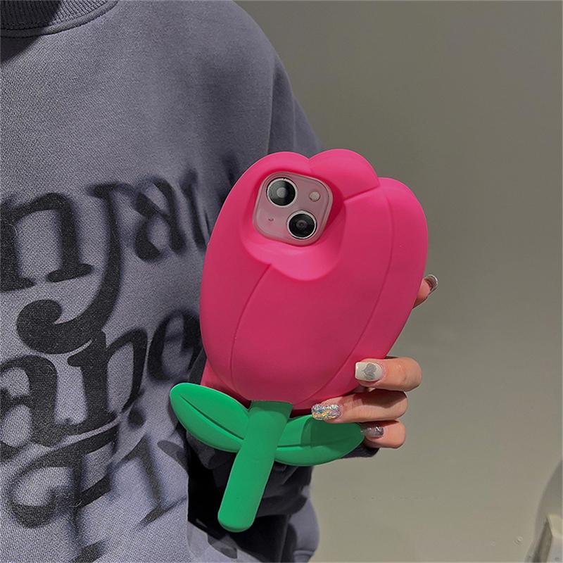 Ins корейский милый силиконовый чехол с 3d цветком тюльпана для Iphone 14 13 12 11 Pro Max X Xs Xr 7 8 Se прекрасный защитный мягкий чехол с цветочным принтом