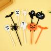 20pcs Halloween Toothpicks Cupcake Topper Pumpkin Ghost Cake Dessert Fruit Picks Sticks Halloween Party DIY Decoration Supplies