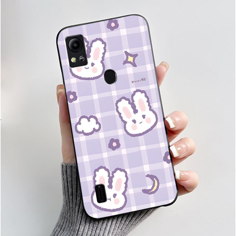 For Cricket Icon 5 Case AT&T Motivate 4 (SL112A/SL112C) Back Cover Luxury Cute Love Rabbit Funny Black Soft Silicone Phone Case
