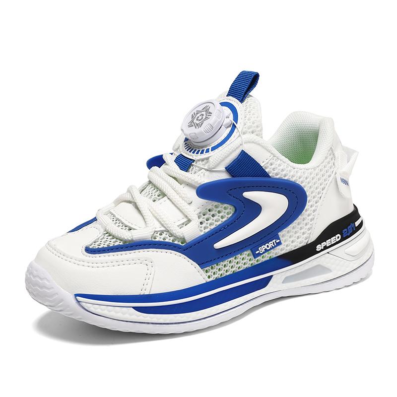 Кроссовки для мальчиков с вращающимися кнопками, летние, новые, дышащая сетчатая поверхность, детская спортивная обувь для пап, большие детские кроссовки с одной сеткой