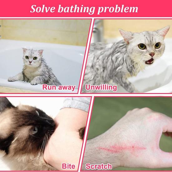 Cat Bathing Bag Adjustable Anti-bite Anti-Scratch Shower Restraint Bag Breathable Mesh Grooming Bag for Bathing Nail Trimming Medicine Taking