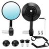 2Pcs Motorcycle Modified Round Rearview Mirror Handle Bar End Rear View Side Mirrors Black