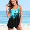 Women's Swimwear Tankini 2 Piece Swimsuit Peony and Peach Blossoms Print Vacation Bathing Suits