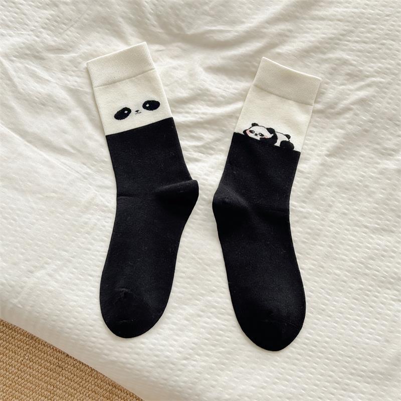 Женские осенние контрастные мультяшные гольфы-трубы без косточек в стиле AB для предколледжа