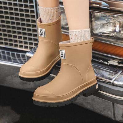 Новые женские модные резиновые сапоги из хлопка и бархата на толстой подошве