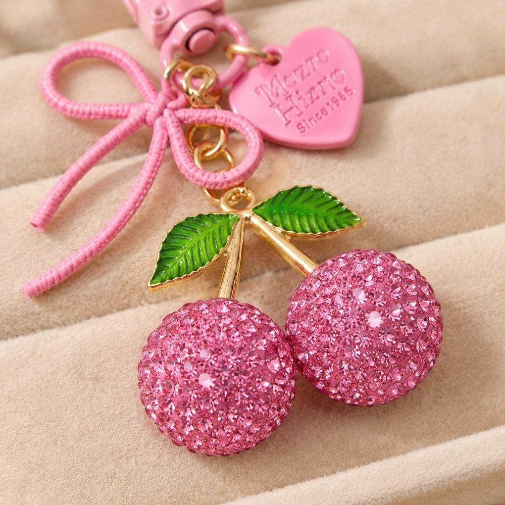 Pearl Bow Charm Fruit Cherry Keychain Heart Butterfly Bow Fruit Bag Pendant Purse Decoration