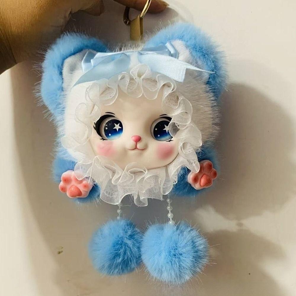 Handmade Plush Doll Keychain Pom Pom Dangles Plush Toy Pendant Doll Bag Charm  Handbag Decoration