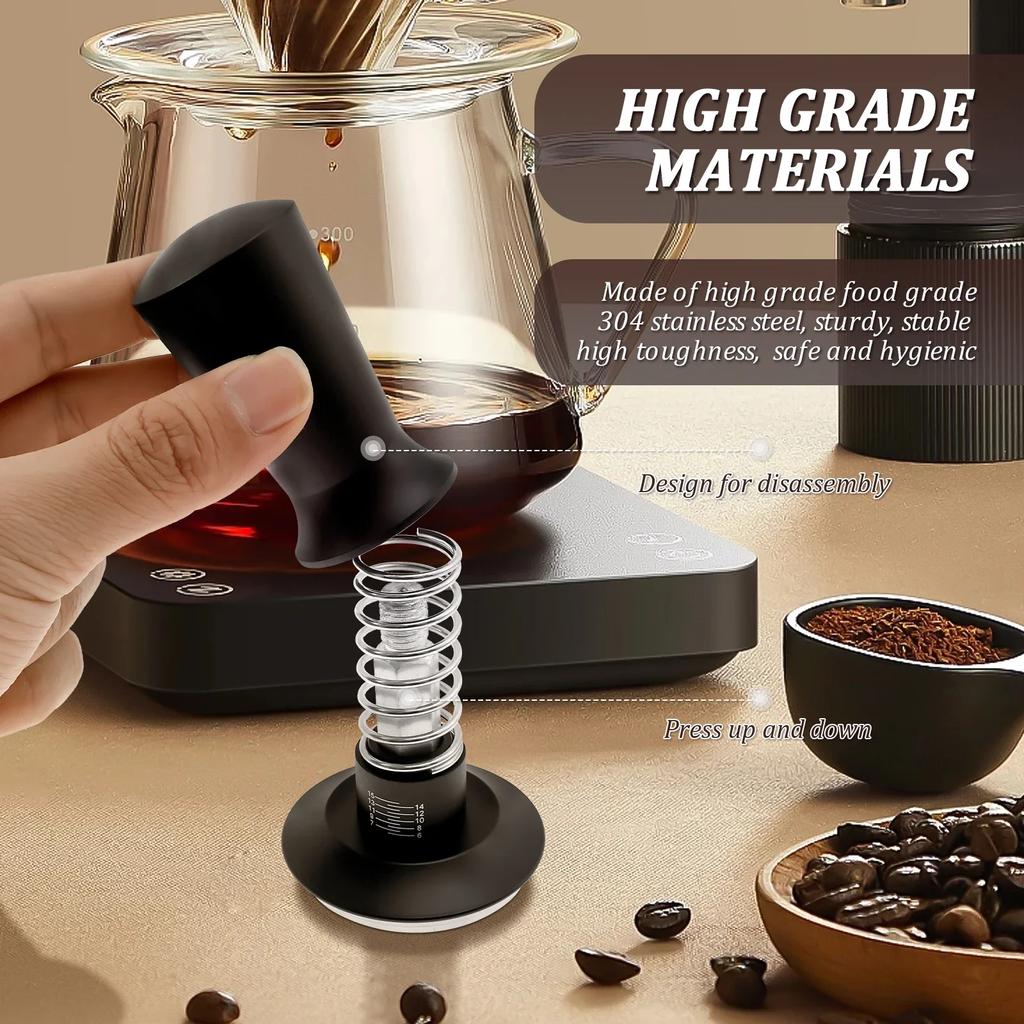 Темпер для эспрессо 304 нержавеющая сталь 51 мм Темпер для кофе с весами 30 фунтов Ручной пресс Инструмент для прессования кофе бариста С фильтровальной бумагой