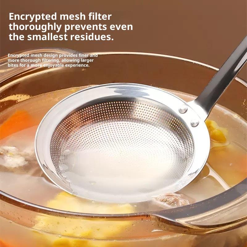 Скиммер из нержавеющей стали с мелкой сеткой для снятия жира, ложка-дуршлаг, фильтр для жира/масла/пены с ручкой, кухонный инструмент