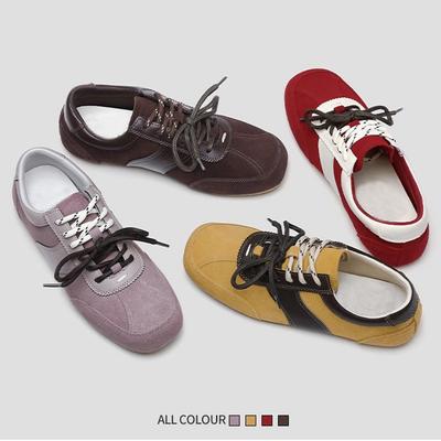 Узконосые красные немецкие тренировочные туфли женские кожаные 2025 весна новая расцветка мягкая подошва для бега Forrest Gump повседневные кеды