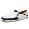Fashion Italian Mens Shoes Comfy Summer Men Loafers Non-Slip Genuine Leather Moccasins Light Breathable Slip On Boat Shoes Lightweight