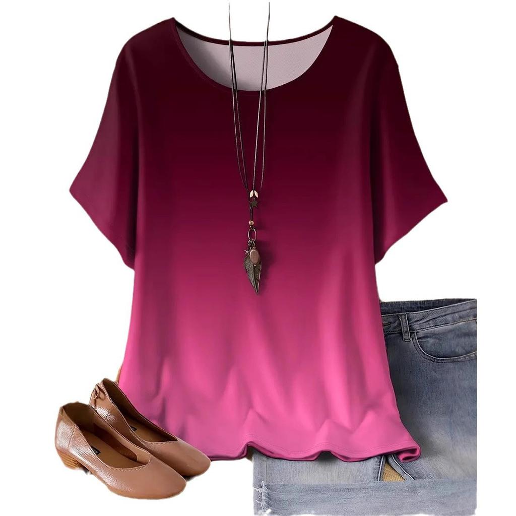 XL-7XL Большие размеры Женская повседневная спортивная свободная футболка с круглым вырезом и короткими рукавами