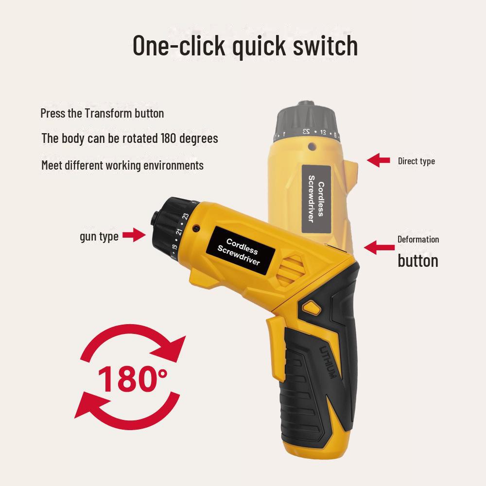 "Многофункциональная литиевая электрическая отвертка с регулировкой крутящего момента и матовым ящиком для хранения для DIY ремонта дома"