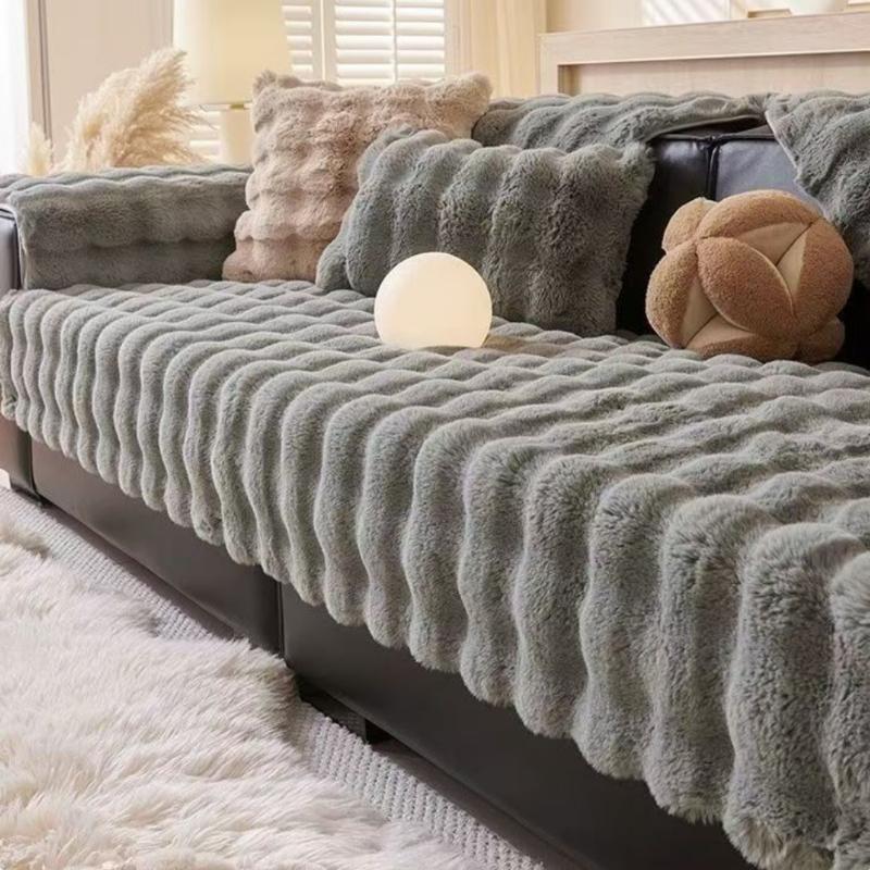 Универсальный плюшевый чехол для дивана квадратной формы, утолщенный чехол для дивана с кроликом, зимнее полотенце для гостиной, L, нескользящий коврик для дивана, одеяло для дивана, подушка для дивана