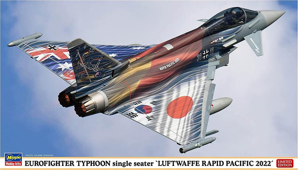 Hasegawa Одноместный самолет Luftwaffe Eurofighter Typhoon Rapid Pacific 2022, пластиковая модель 02430 1/72